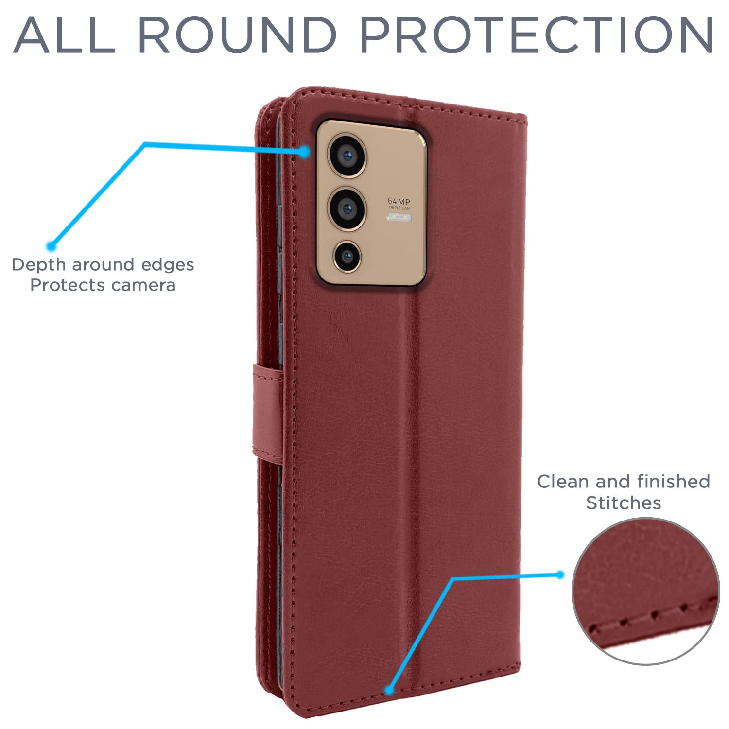 Pikkme Vivo V23 5G Vintage Flip Cover | Brown