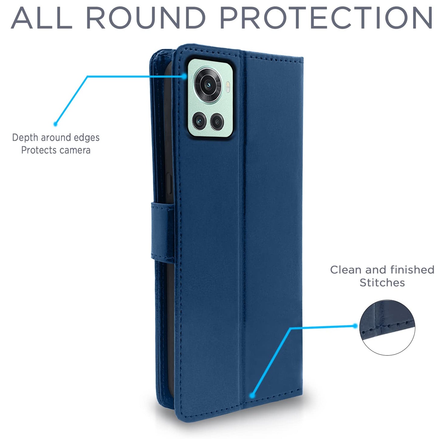 Pikkme OnePlus 10R 5G / 10R Prime 5G Vintage Flip Cover | Blue