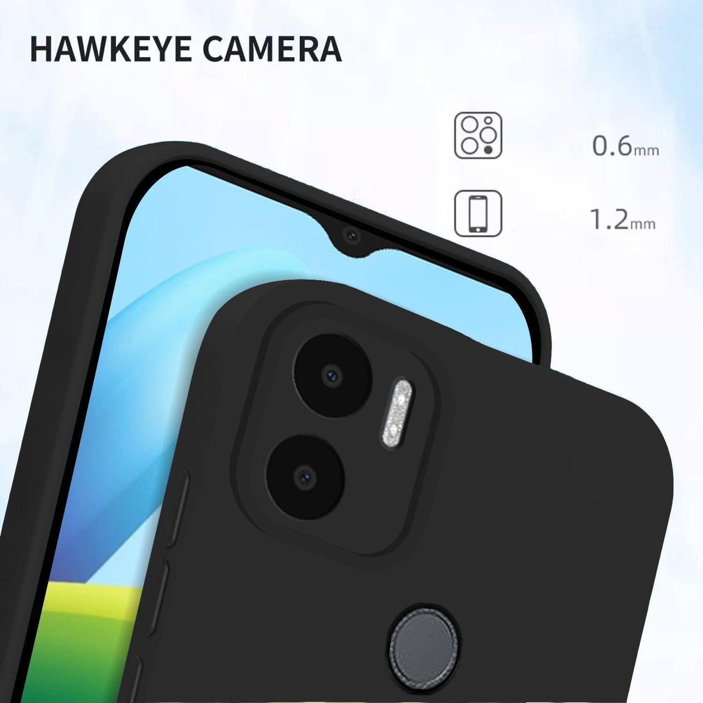 Pikkme Redmi A1 Plus/Poco C50 Soft Silicone Case with Camera Bumper Protection | Black