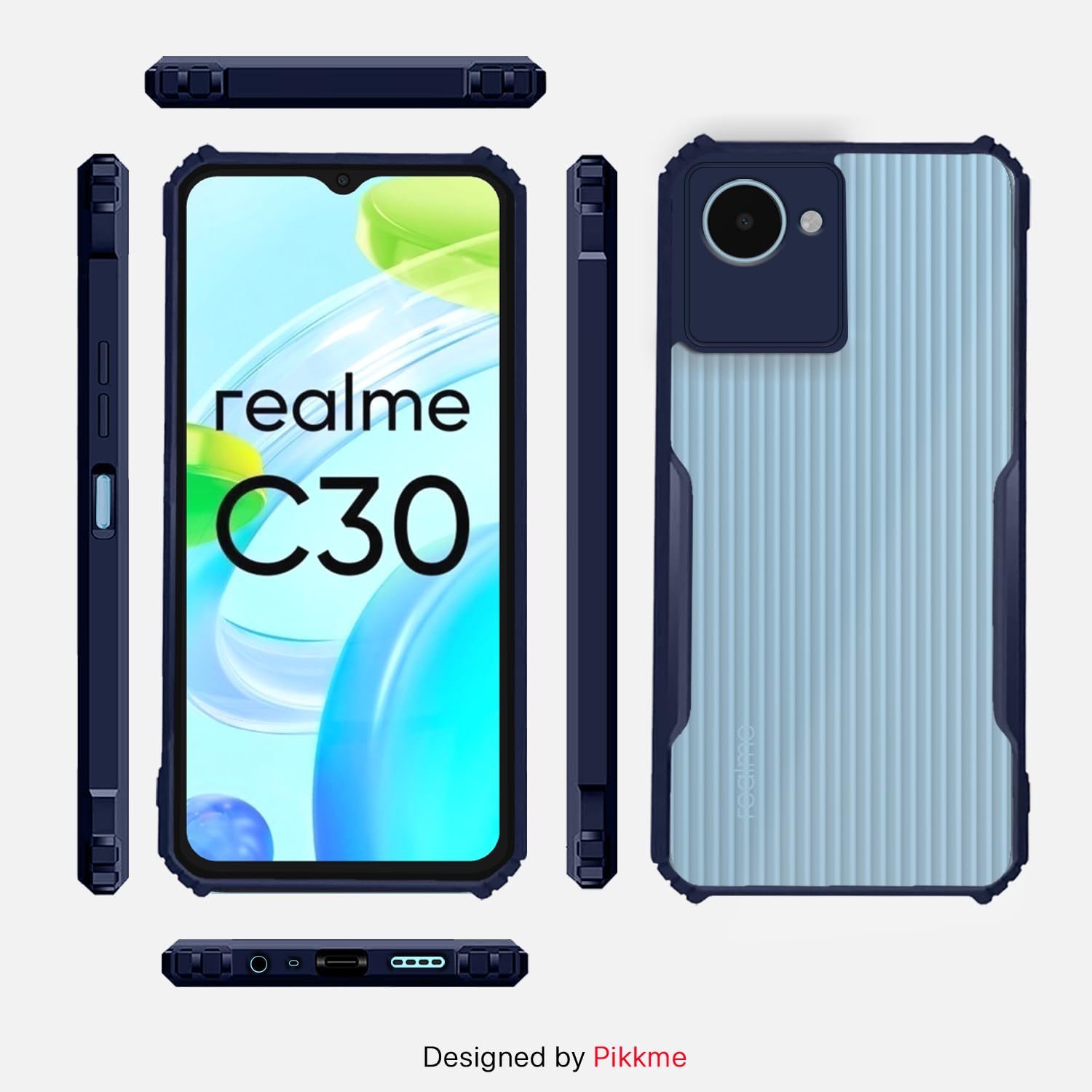 Pikkme Realme C30 Back Cover Crystal Clear Transparent Back Eagle Case (blue)