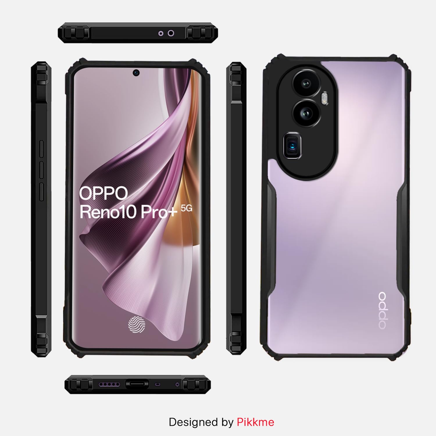 Pikkme Oppo Reno 10 Pro Plus 5G Back Cover Crystal Clear Transparent Back Eagle Case (black)