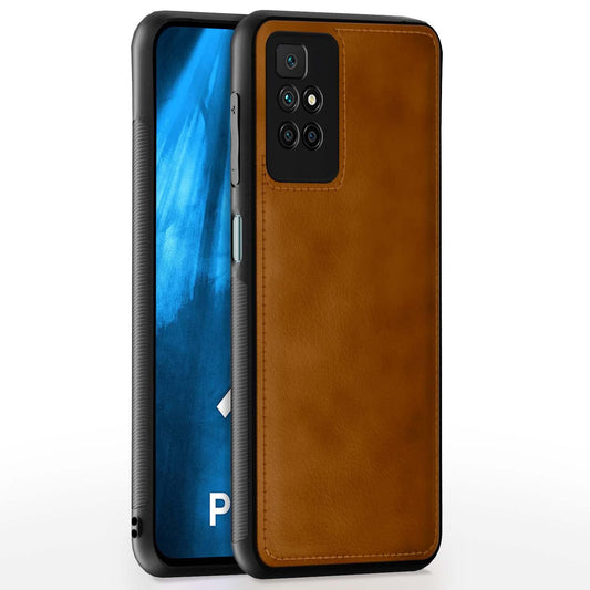 Pikkme Redmi 10 Prime Leather Back Cover | Brown