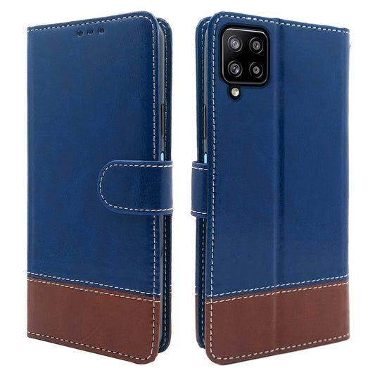 Pikkme Samsung Galaxy M12 / F12 / A12 Constrast Flip Cover | Blue & Brown