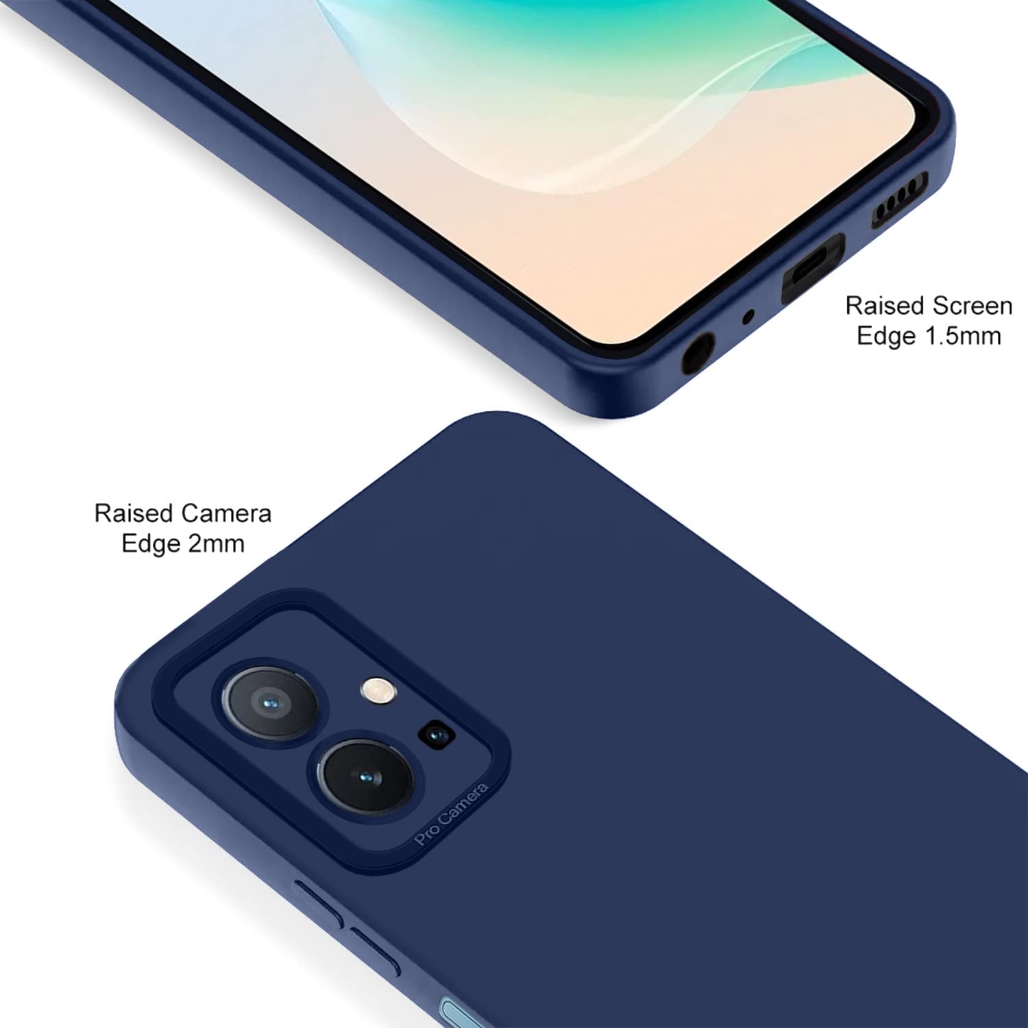 Pikkme Vivo T1 5G / Vivo Y75 5G / iQOO Z6 5G Soft Silicone Case with Camera Bumper Protection | Blue