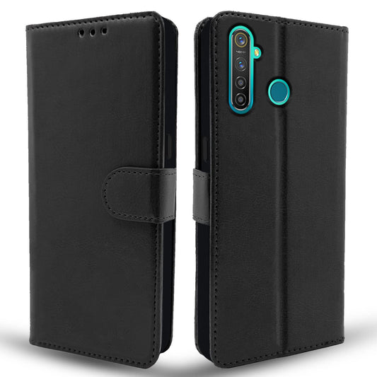 Pikkme Realme 5 Pro Vintage Flip Cover | Black