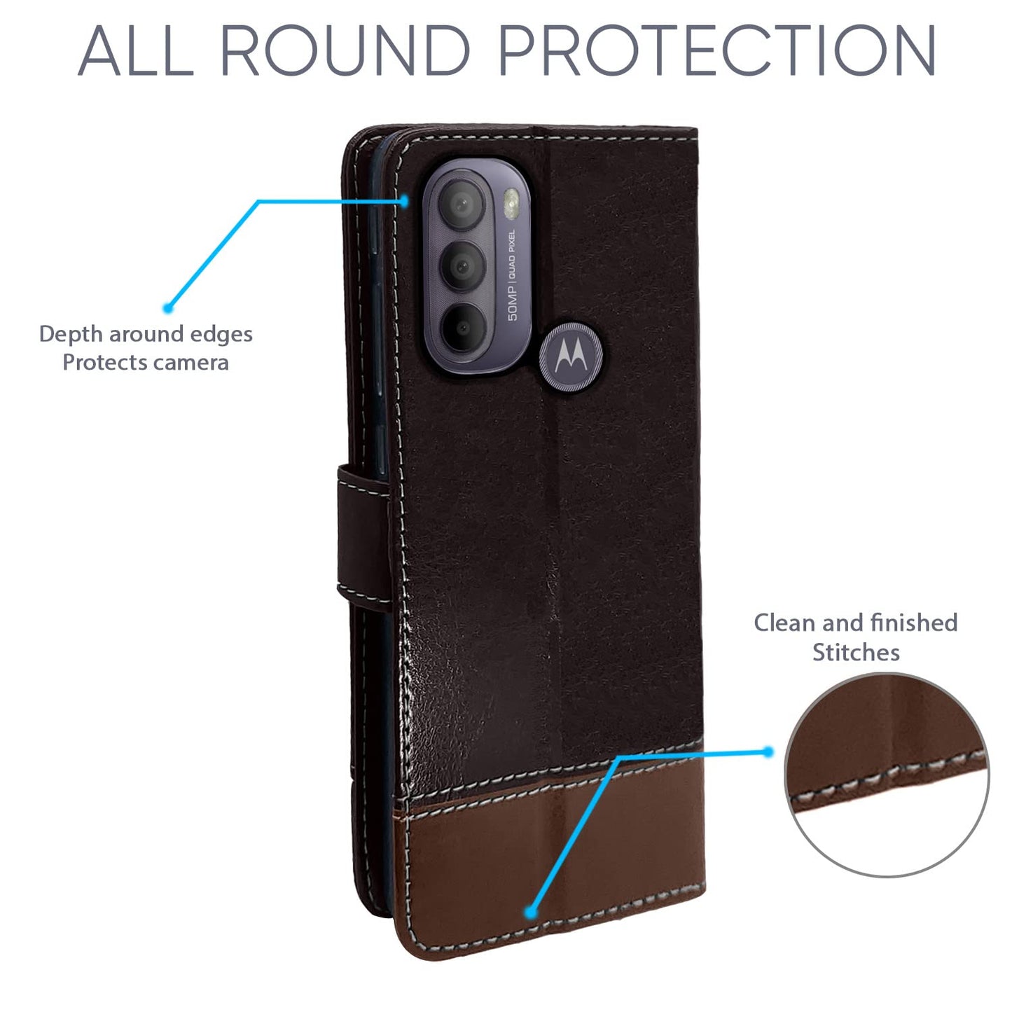 Pikkme Moto G31 Contrast Flip Cover (Coffee)