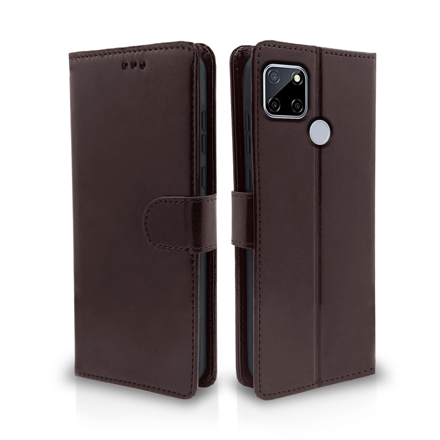 Pikkme Realme C12 / Realme Narzo 20 / Narzo 30A / Realme C25 Vintage Flip Cover | Coffee