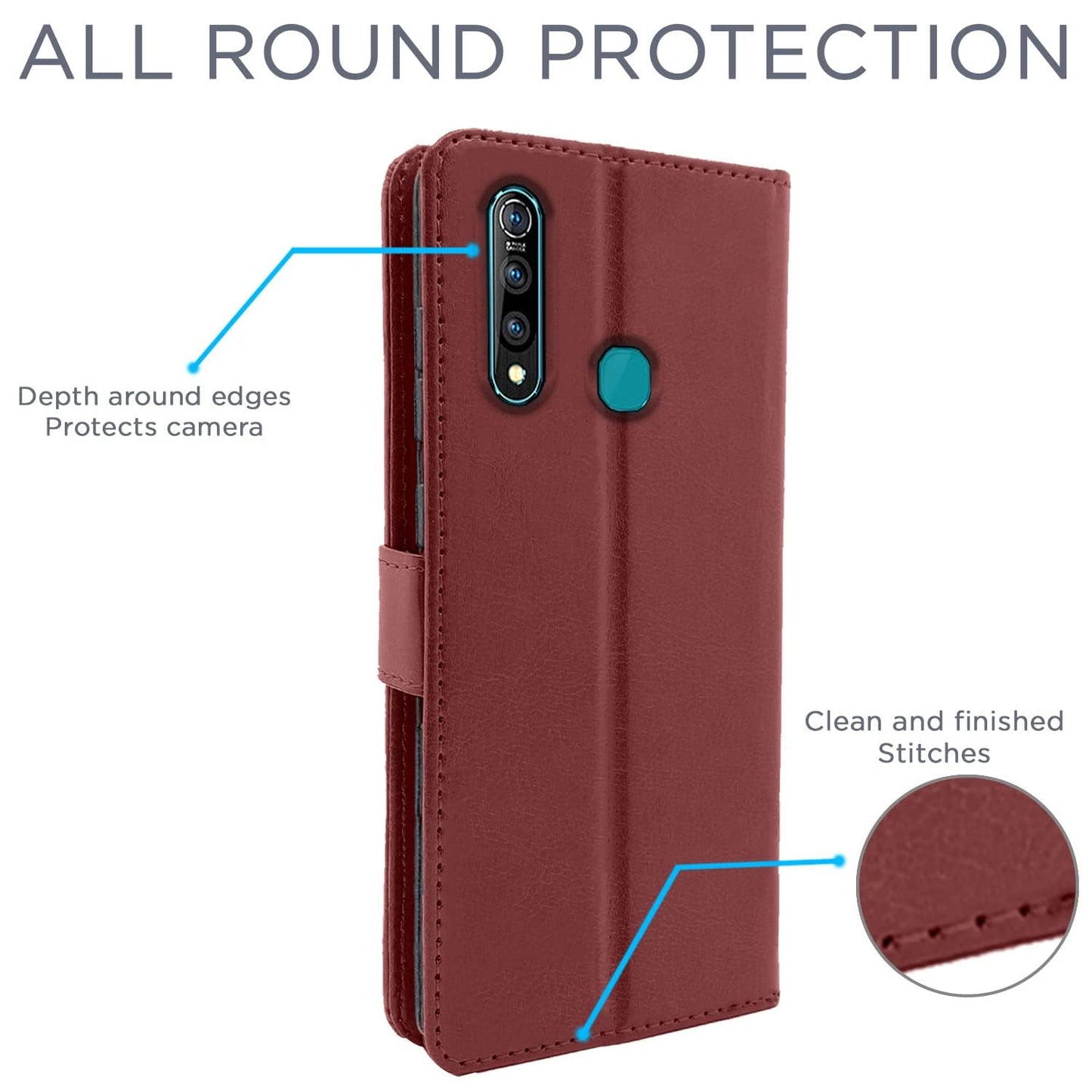 Pikkme Vivo Z1 Pro Vintage Flip Cover | Brown