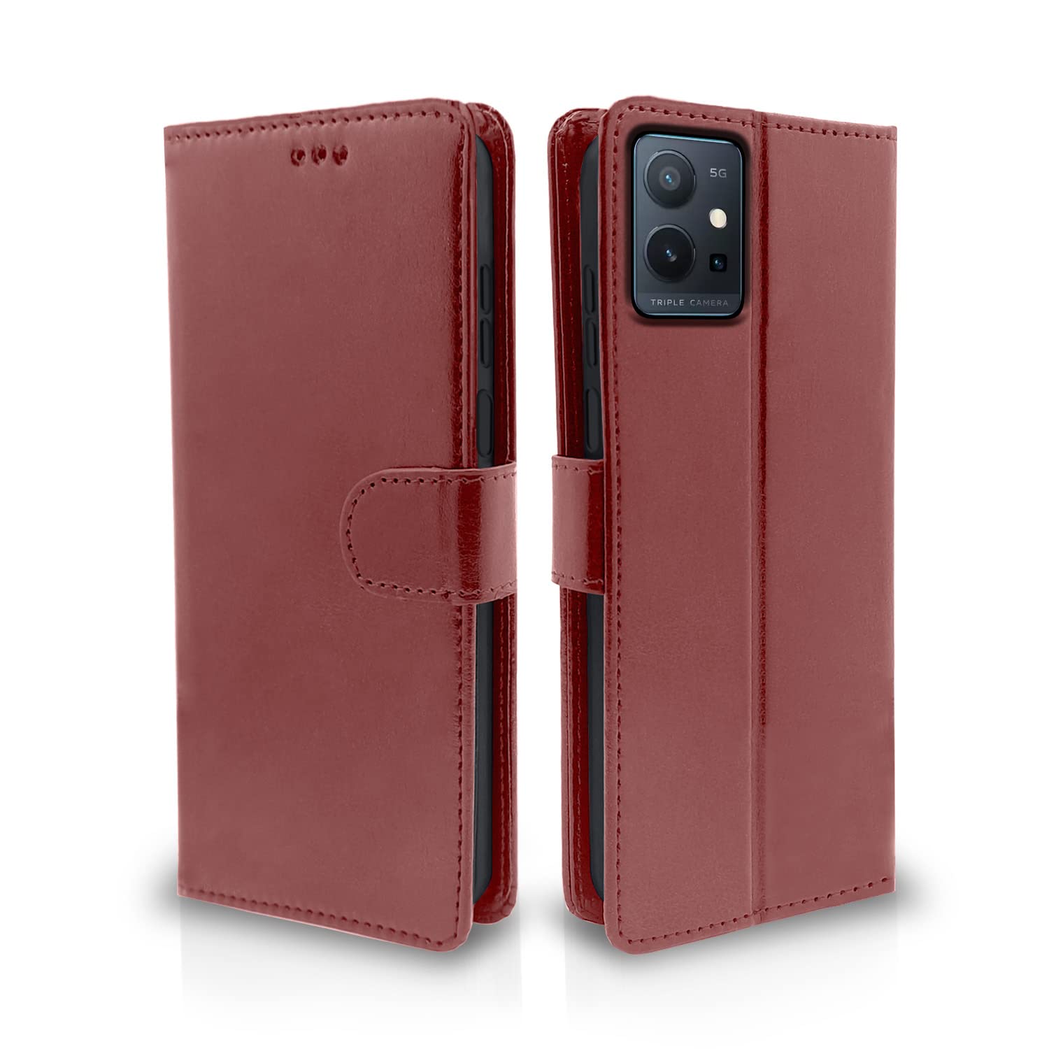 Pikkme Vivo T1 5G / Vivo Y75 5G / IQOO Z6 5G Vintage Flip Cover | Brown