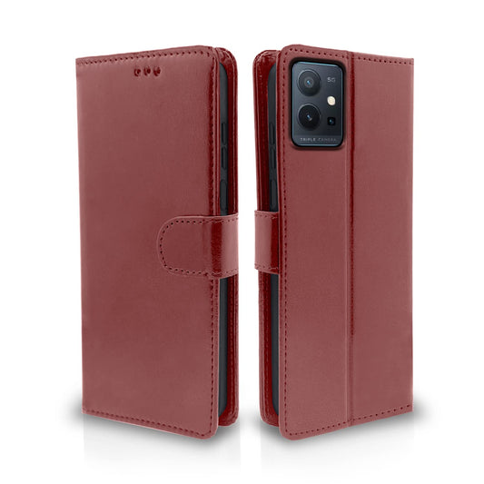 Pikkme Vivo T1 5G / Vivo Y75 5G / IQOO Z6 5G Vintage Flip Cover | Brown