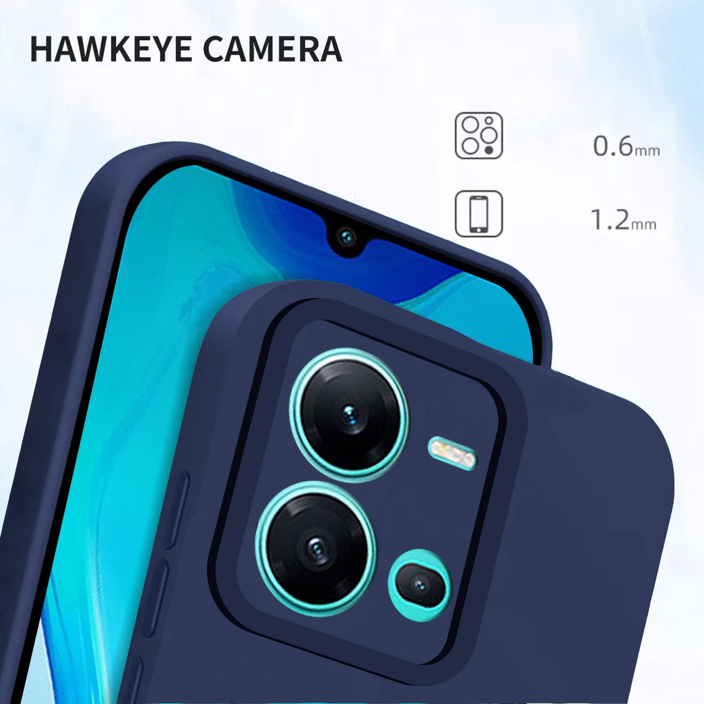 Pikkme Vivo V25 5G Soft Silicone Case with Camera Bumper Protection | Blue