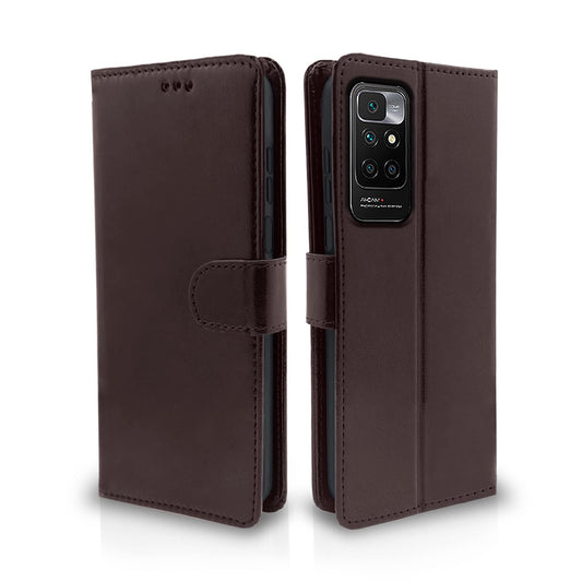 Pikkme Mi Redmi 10 Prime  Vintage Flip Cover | Coffee