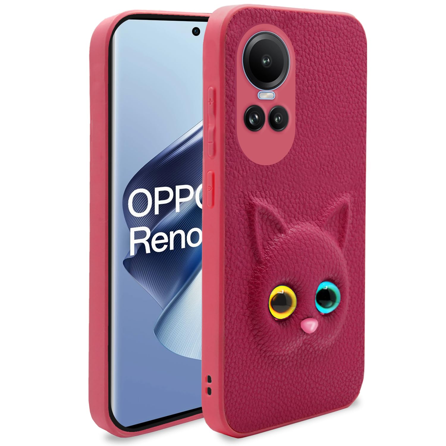 Pikkme Oppo Reno 10 5G Kitty Back Cover (Pink)