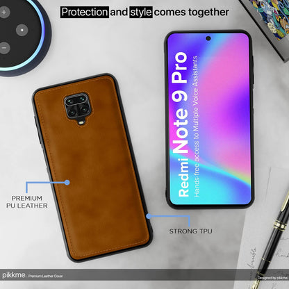 Pikkme Redmi Note 9 Pro/Note 9 Pro Max/Poco M2 Pro/Redmi Note 10 Lite Leather Back Cover | Brown