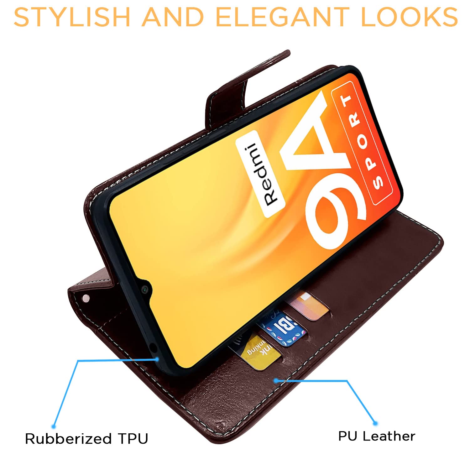 Pikkme Mi Redmi 9A / 9i / 9A Sport Constrast Flip Cover | Coffee & Brown