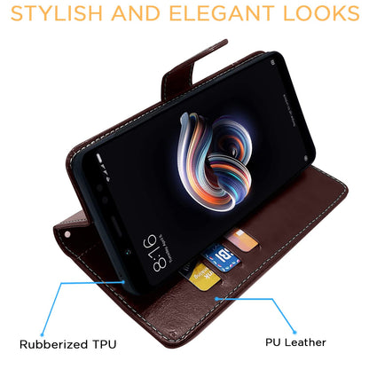 Pikkme Redmi Note 6 Pro Constrast Flip Cover | Coffee & Brown