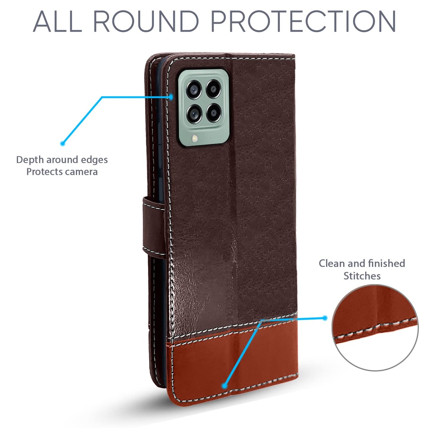 Pikkme Samsung Galaxy M53 5G Constrast Flip Cover | Coffee & Brown