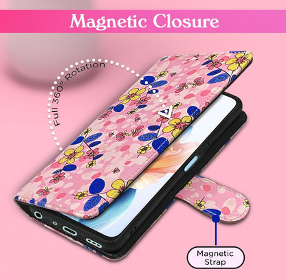 Pikkme Oppo A79 5G Flower Flip Cover (Pink)