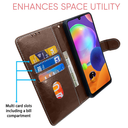 Pikkme Samsung Galaxy A31 Constrast Flip Cover | Brown & Coffee