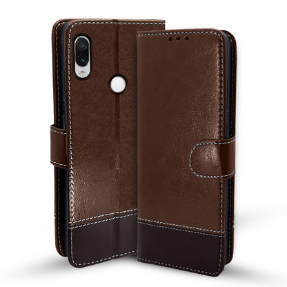 Pikkme Mi Redmi Note 7 / Note 7 Pro / Note 7s Constrast Flip Cover | Brown & Coffee