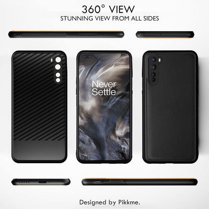 Pikkme OnePlus Nord Leather Back Cover | Black