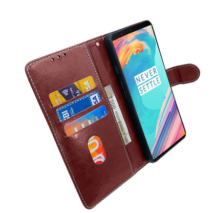 Pikkme OnePlus 5T Contrast Flip Cover | Brown & Coffee