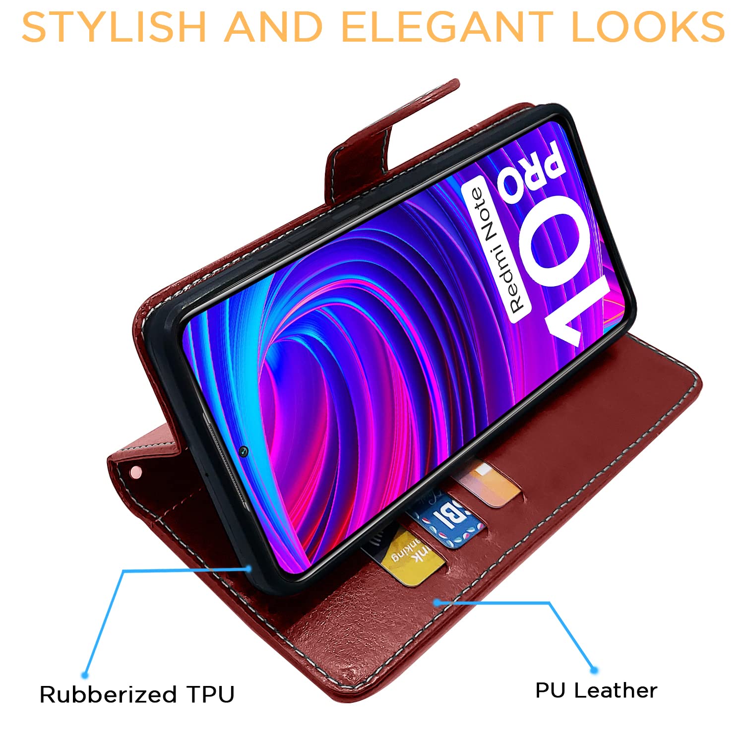 Pikkme Mi Redmi Note 10 Pro/Note 10 Pro Max Constrast Flip Cover | Brown & Coffee