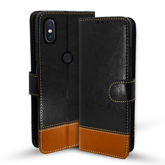 Pikkme Mi Redmi Note 5 Pro Constrast Flip Cover | Black & Brown