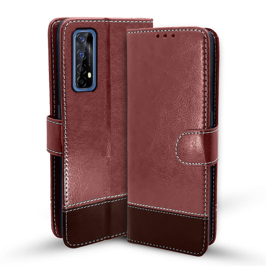 Pikkme Realme 7 / Narzo 30 4G / Narzo 20 Pro Constrast Flip Cover | Brown & Coffee