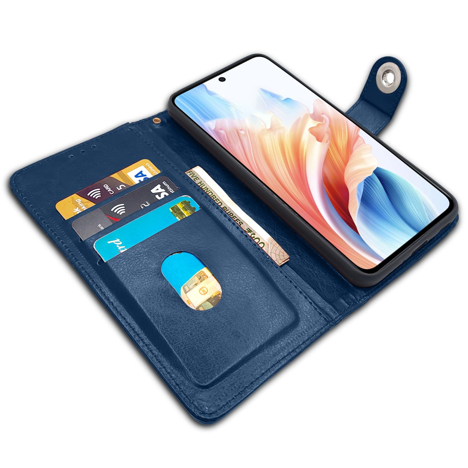 Pikkme Oppo A79 5G Button Flip Cover (Blue)