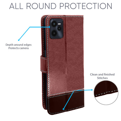 Pikkme Realme C35 Constrast Flip Cover | Brown & Coffee