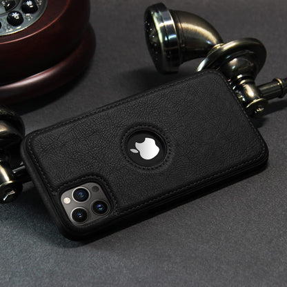 Pikkme iPhone 13 Pro Max Leather Back Case Black