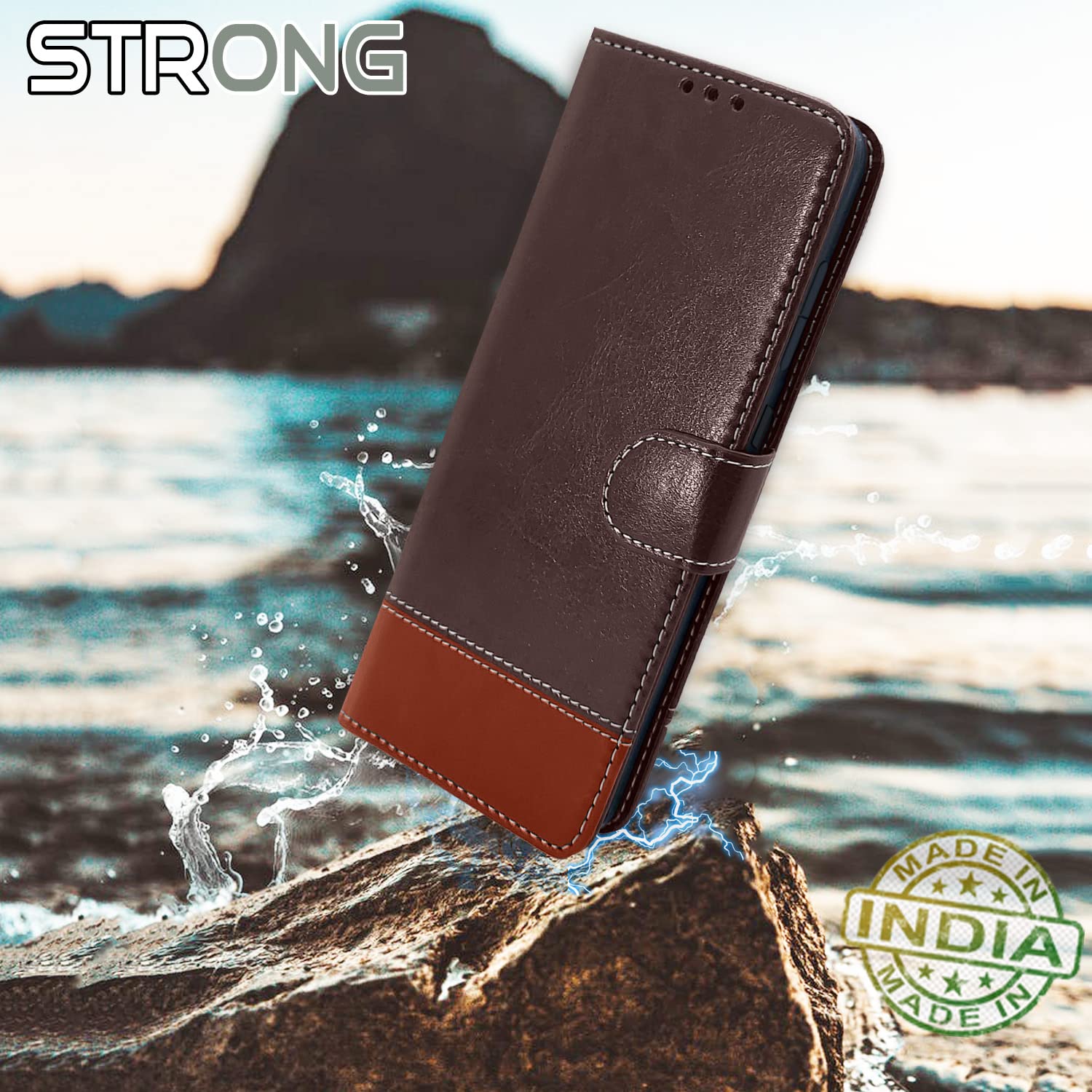 Pikkme Samsung Galaxy M33 5G Constrast Flip Cover | Coffee & Brown