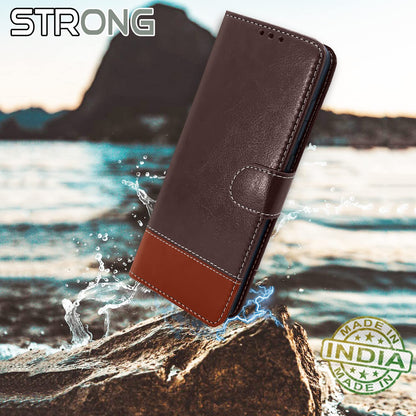 Pikkme Samsung Galaxy M53 5G Constrast Flip Cover | Coffee & Brown