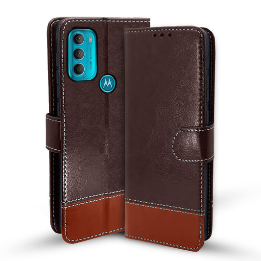 Pikkme Moto G71 Contrast Flip Cover (Coffee)