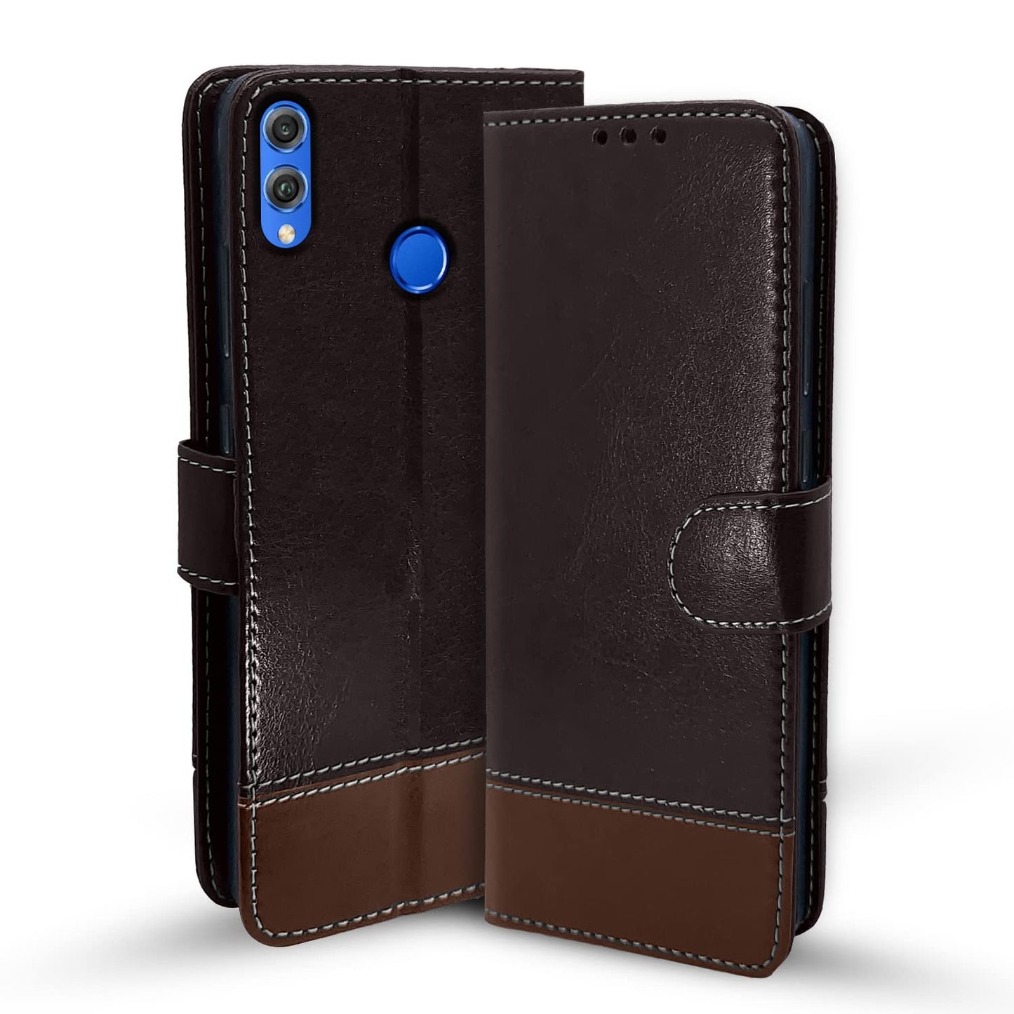 Pikkme Honor 8X Constrast Flip Cover | Coffee & Brown