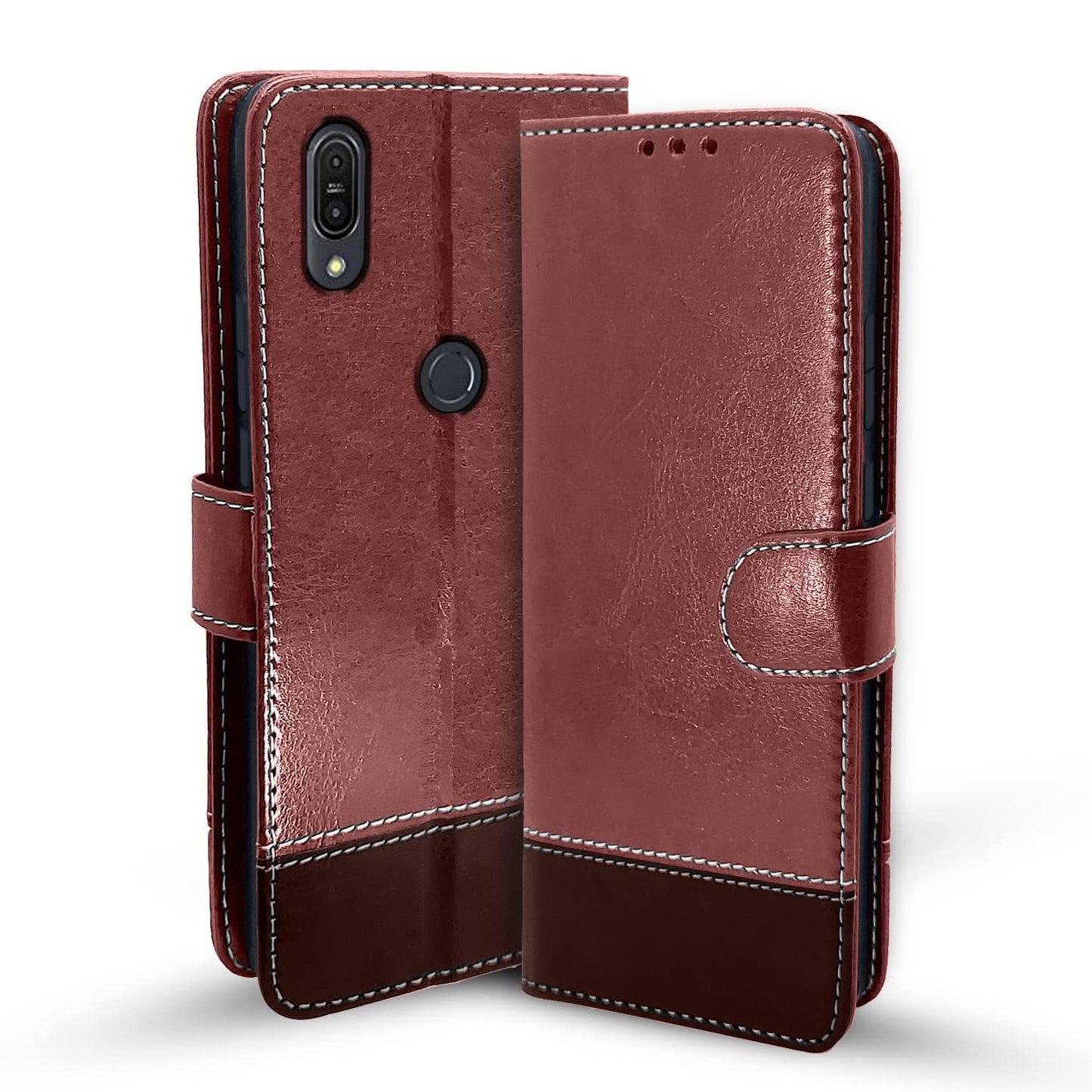 Pikkme Asus Zenfone Max Pro M1 Constrast Flip Cover | Brown & Coffee