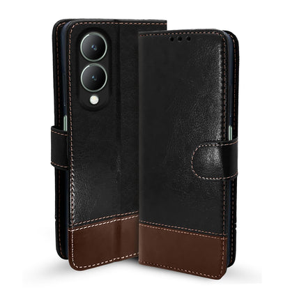 Vivo Y17s wallet flip cover in black by Pikkme