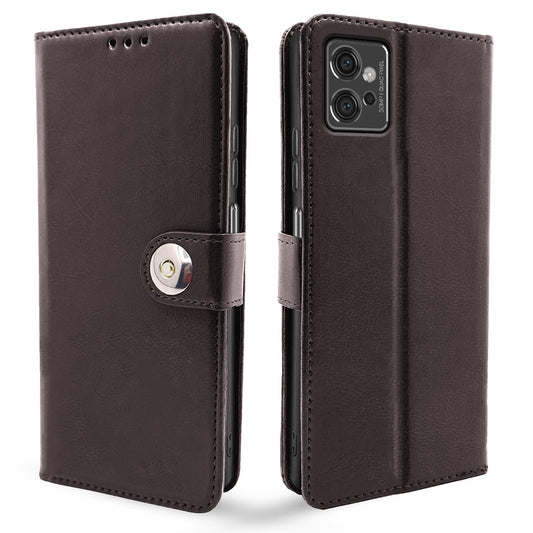 Pikkme Moto G32 Button Flip Cover (Coffee)