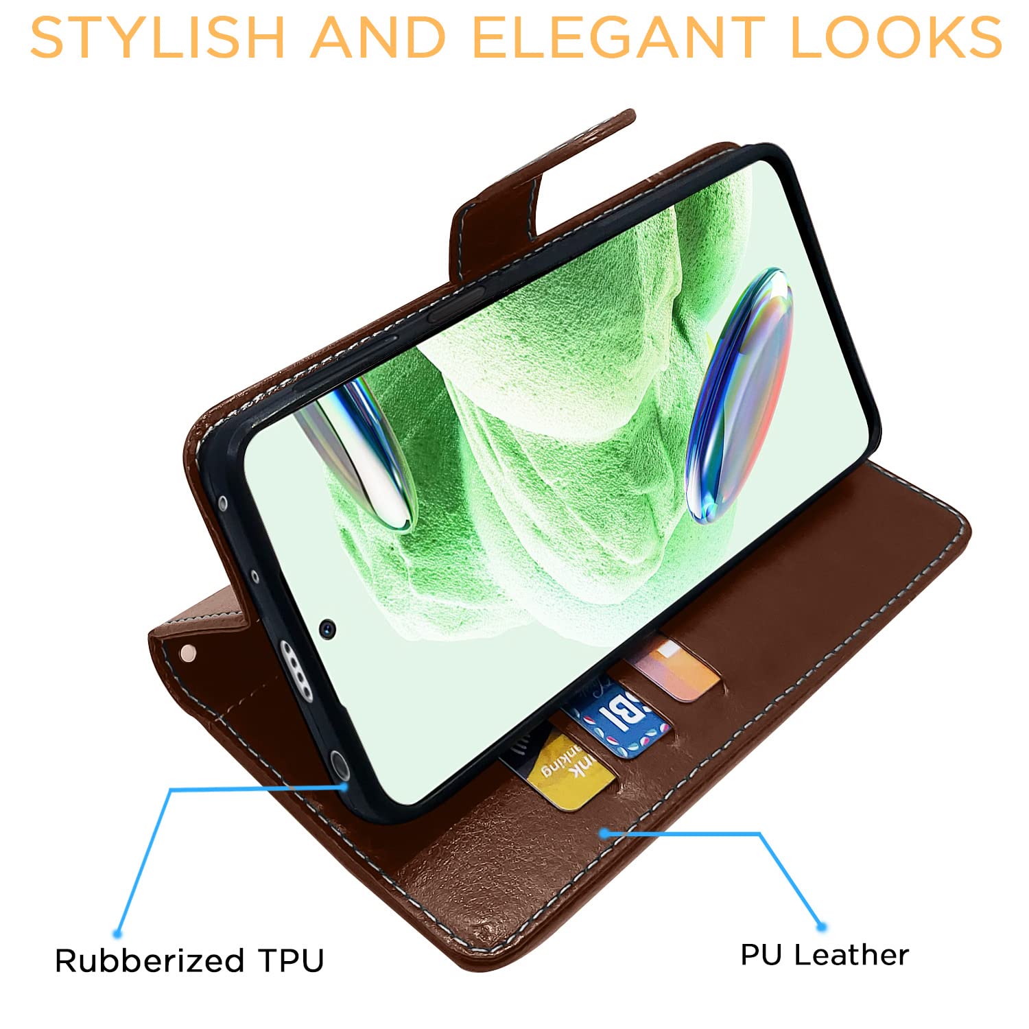 Pikkme Redmi Note 12 Pro Plus 5G Constrast Flip Cover | Brown & Coffee