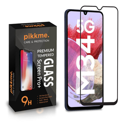 Pikkme Samsung Galaxy M34 5G Tempered Glass Screen Protector Edge To Edge Coverage With Easy Installation Kit