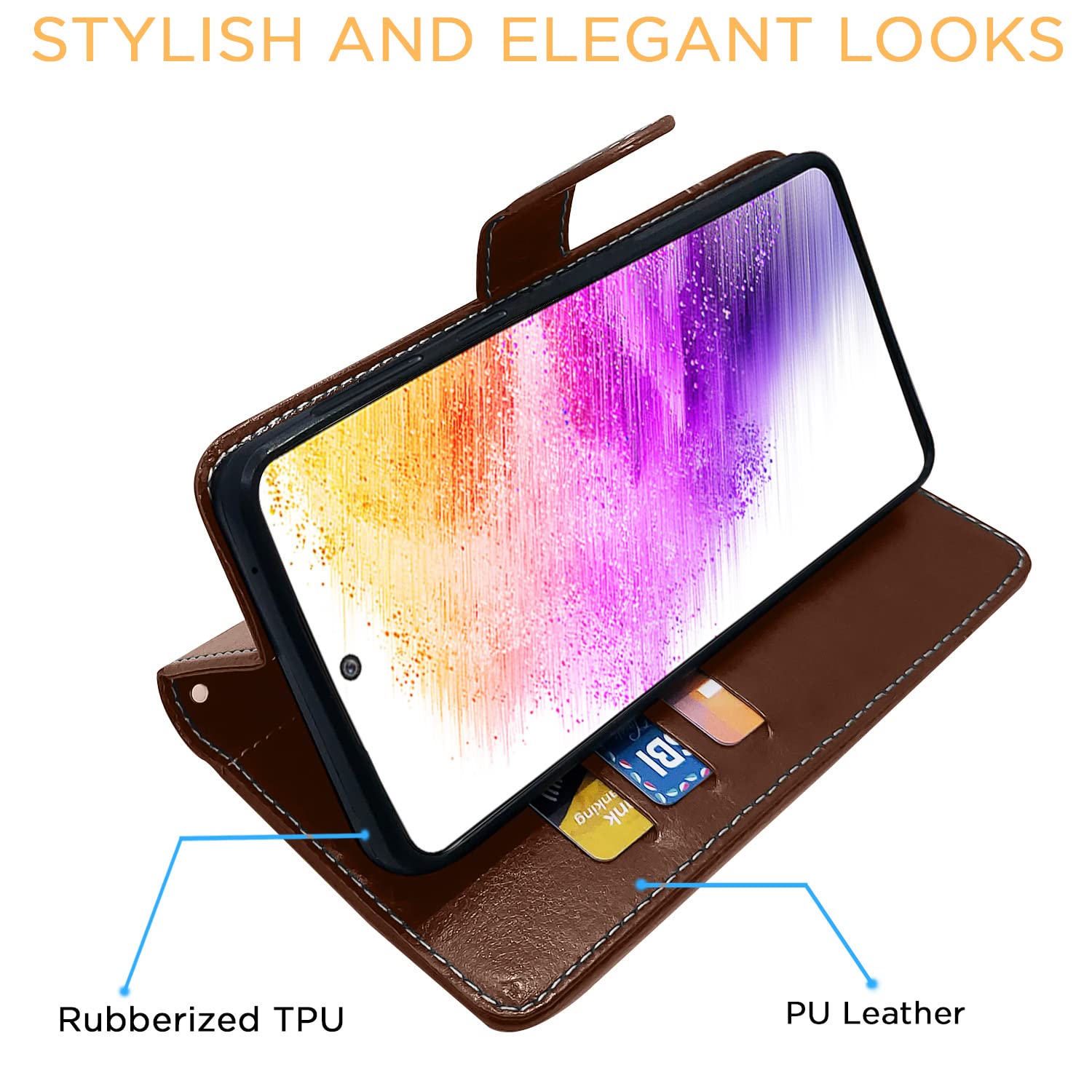 Pikkme Samsung Galaxy A73 5G Constrast Flip Cover | Brown & Coffee