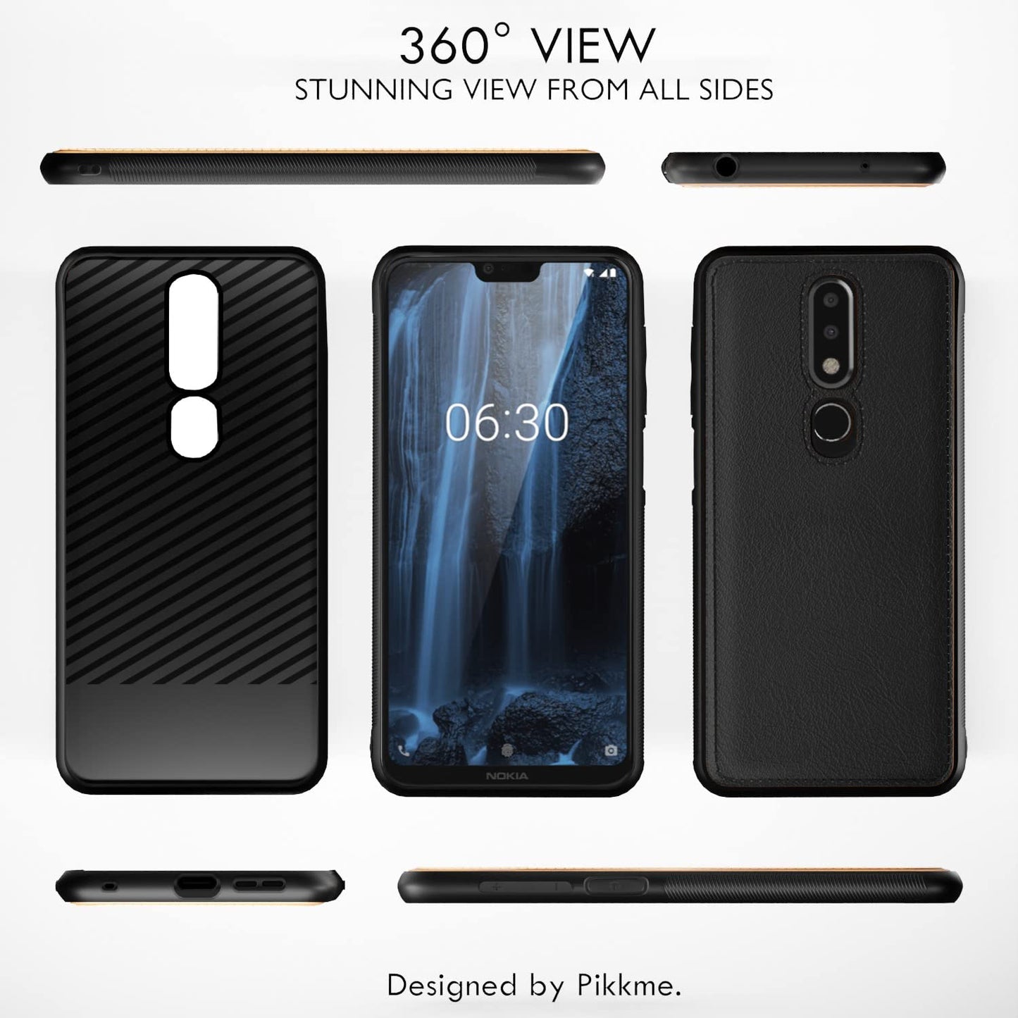 Pikkme Nokia 6.1 Plus Leather Back Cover | Black