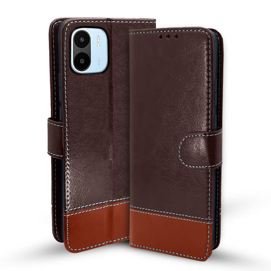 Pikkme Redmi A1 2022 Constrast Flip Cover | Coffee & Brown