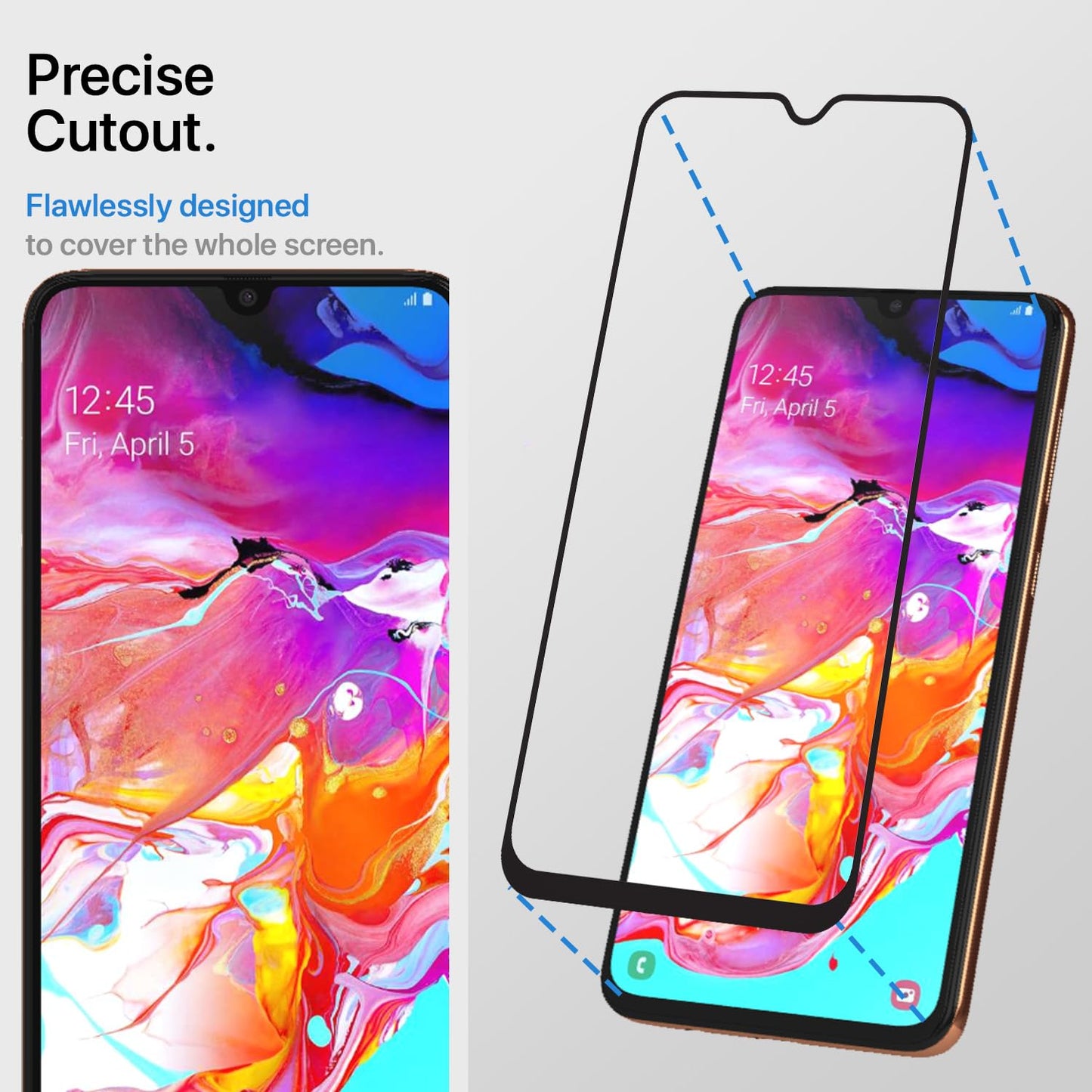 Pikkme Samsung Galaxy A70 Tempered Glass Screen Protector Edge To Edge Coverage With Easy Installation Kit