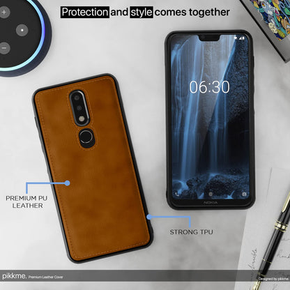 Pikkme Nokia 6.1 Plus Leather Back Cover | Brown