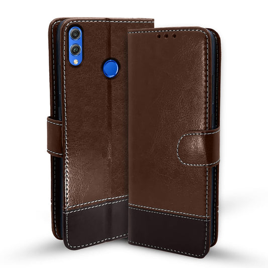 Pikkme Honor 8X Constrast Flip Cover | Brown & Coffee