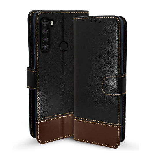 Pikkme Mi Redmi Note 8 Constrast Flip Cover | Black & Brown