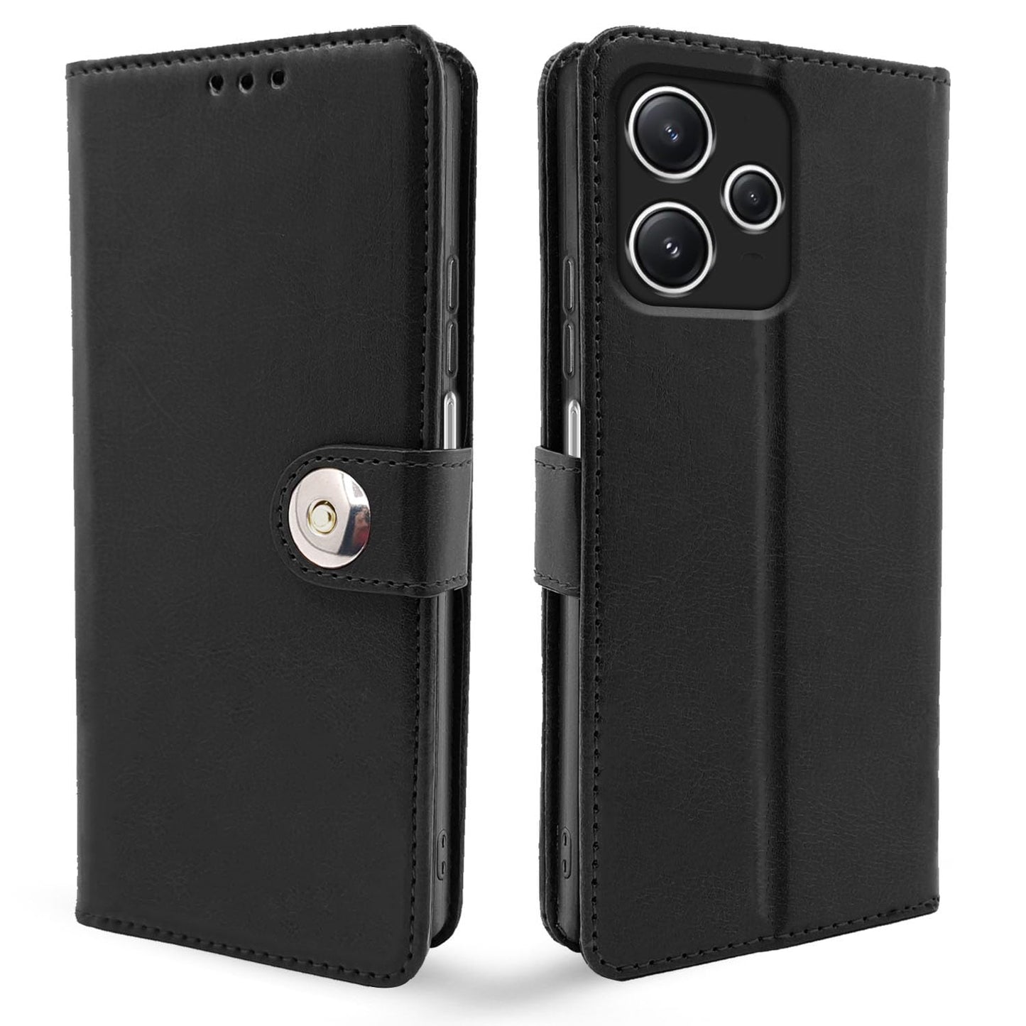 Pikkme Redmi 12 5G Button Flip Cover (Black)