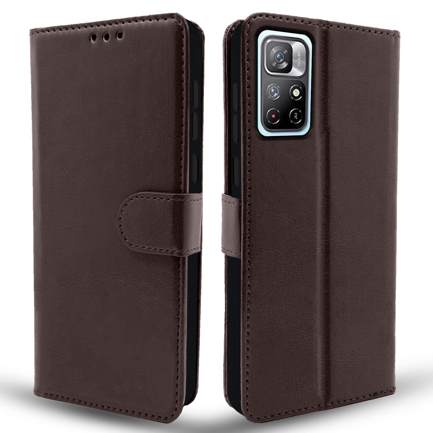 Pikkme Redmi Note 11T 5G / Poco M4 Pro 5G  Vintage Flip Cover | Coffee